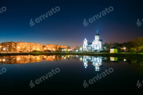 Preview: Evening View Of Illuminated Alexander Nevsky Orthodox Church And