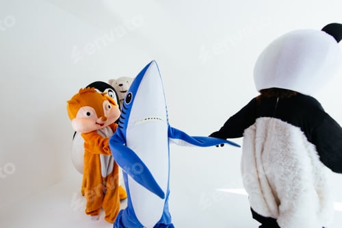 Preview: Group of animals mascots doing party