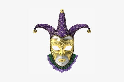 Preview: Gold masquerade mask with jester hats