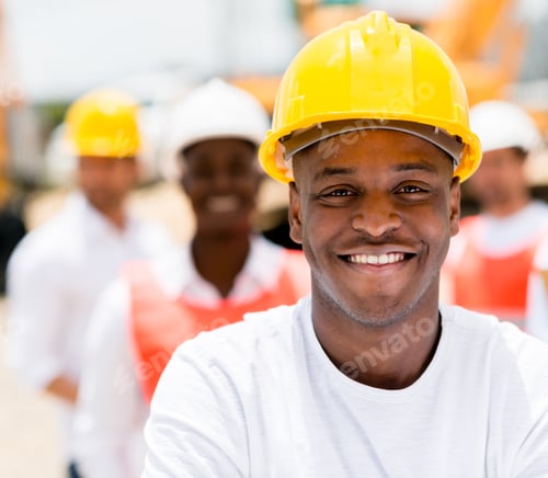Preview: Group Of Workers At A Construction Site Smiling