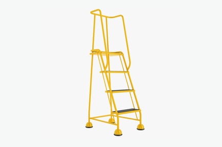 Preview: Industrial Yellow Step Ladder with Hand Rails