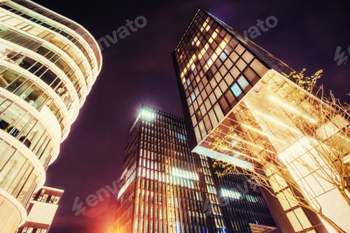 Preview: Beautiful night city osvitchene neon. Germany Europe