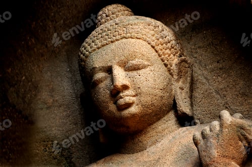 Preview: Ajanta Cave with Buddha statue inside in Maharashtra, India