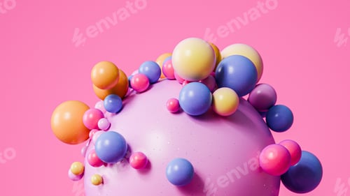 Preview: Abstract pink geometric background with spheres