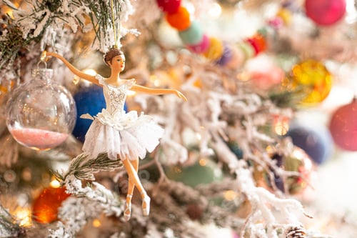 Preview: Ballerina ornament on a white Christmas tree