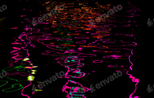 Preview: Abstract dark background with wavy neon lines.