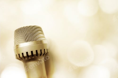 Preview: Microphone On Colorful Bokeh Background