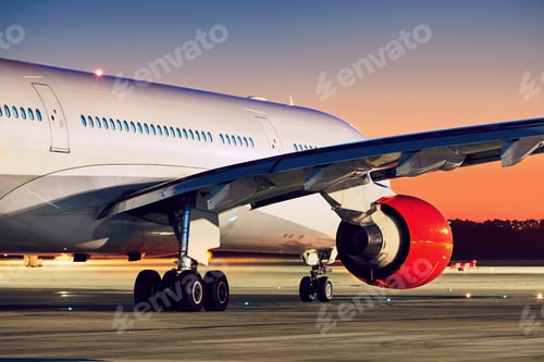Preview: Airplane at the amazing sunset