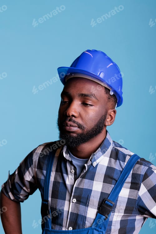 Preview: Construction worker with tired expression