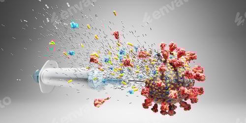 Preview: Vaccine Illustration Targeting Virus with Hypodermic Needle