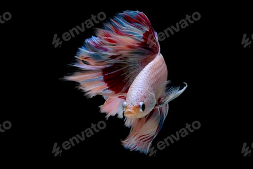 Preview: Colorful with main color of light pink, blue and red betta fish, Siamese fighting fish