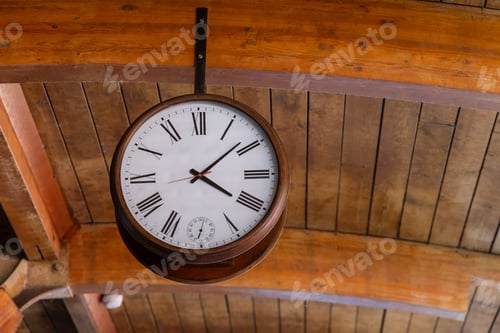 Preview: Train station with clock hanging on ceiling