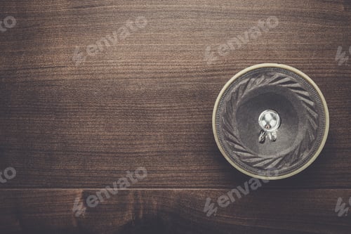 Preview: old loudspeaker on the table