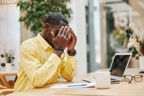 Preview: Problem man job computer business male person sitting young stress laptop office businessman working