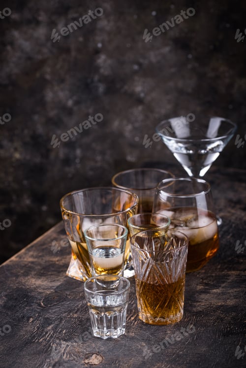 Preview: Assortment of various strong alcohol drinks