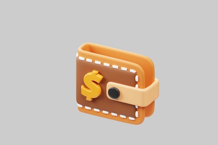 Preview: Simple brown wallet with dollar