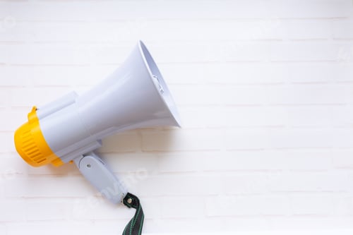 Preview: Loudspeaker on brick wall background