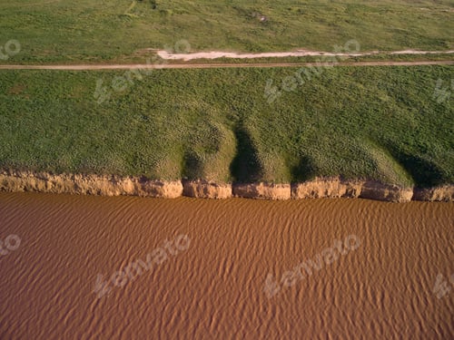 Preview: Aerial view of a pink salt lake. Azov Ukraine
