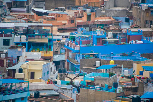 Preview: Aerial view of Jodhpur Blue City. Jodphur, Rajasthan, India