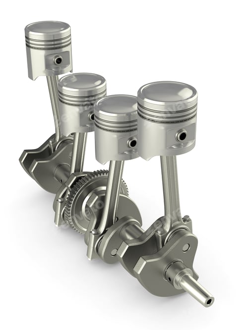 Preview: Pistons and crankshaft. four cylinder engine.