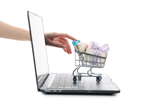 Preview: Concept of spring shopping, isolated on white background