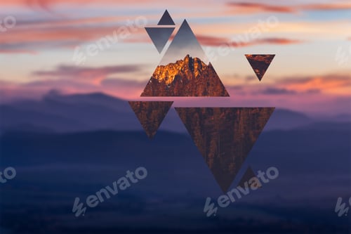 Preview: Geometric polyscape with triangles and mountains