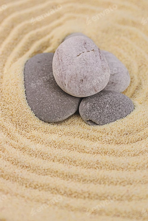 Preview: Background with stones on the sand. Selective focus.