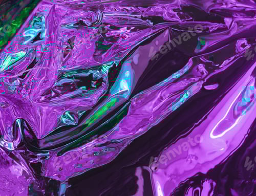 Preview: Abstract background shiny crumpled hologram with sparkles. Trendy neon textured background