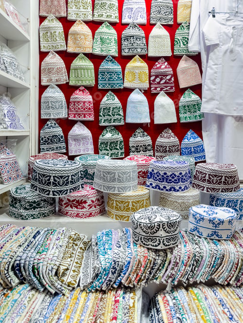 Preview: A colorful display of traditional Barkati Topi hats