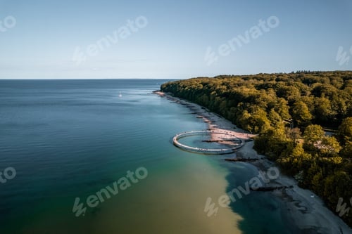 Preview: Aerial Drone Shot of the Famous Infinite Bridge in Aarhus, Denmark