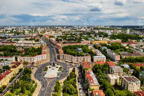Preview: Top view of Victory square in Minsk.Bird's-eye view of the city of Minsk and victory square