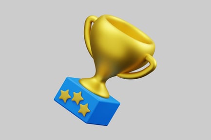 Preview: Gold award trophy with stars