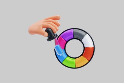 Visualização: Mão com roda de cores e conta-gotas