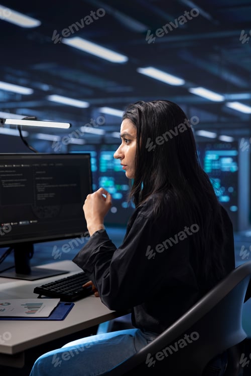 Preview: Worker checking for signs of imminent failure in data center establishment gear