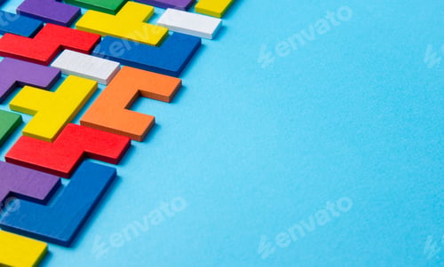 Preview: Multicolored puzzles. Building bricks.