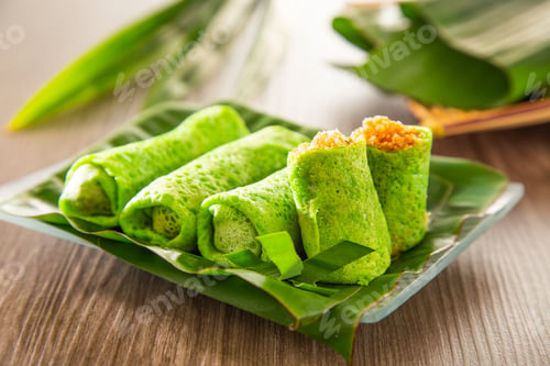 Preview: Malaysia sweet dessert with coconut known as kuih ketayap