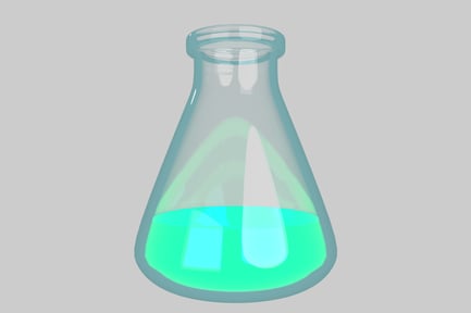 Preview: Glass flask with vibrant green liquid.