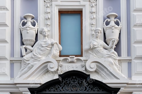 Preview: Detail of facade of Rukavishnikov estate, built during eclectic period, Nizhny Novgorod, Russia.