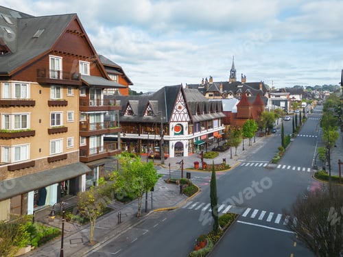 Preview: Aerial view of Gramado Main Street - Gramado, Rio Grande do Sul, Brazil