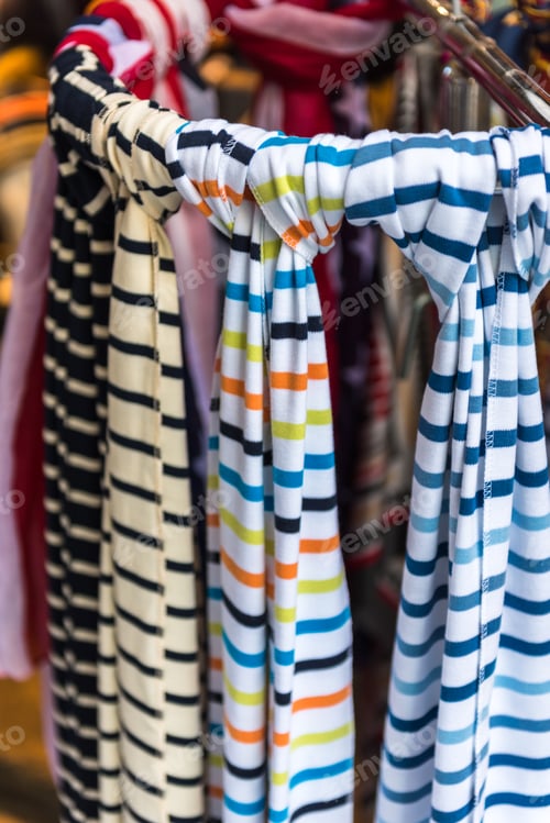 Preview: Colorful women scarves at a market