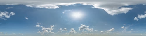 Preview: blue sky with beautiful clouds as seamless hdri 360 panorama view with zenith