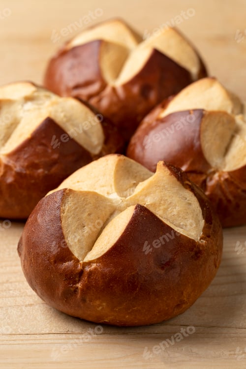 Preview: Fresh baked Lye rolls close up