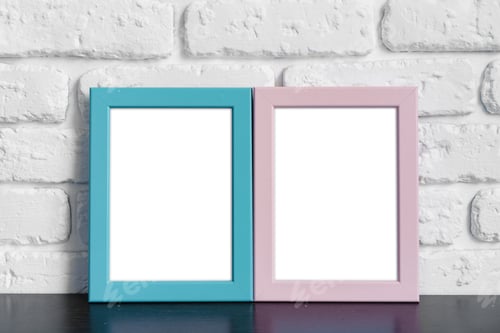 Preview: Photo frame with copy space against white brick wall