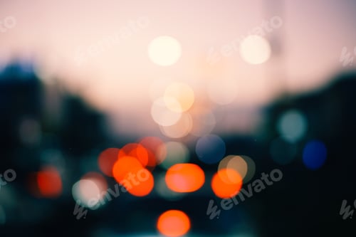 Preview: Colorful defocused bokeh abstract background created by city night lights. Blurred defocused colorfu