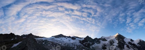 Preview: Panorama of a mountain ridge with Ober Gabelhorn and Dent Blanche peaks of Swiss Alps
