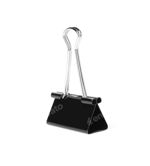 Preview: Black binder clip isolated on white. Stationery