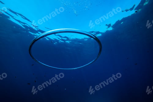 Preview: Ring shaped toroidal bubble under blue sea water