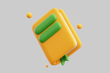 Preview: Stylized book with yellow cover and green accents.