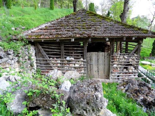 Preview: Very old abandoned mill with a millstone on a fast mountain stream in a rural area in Serbia