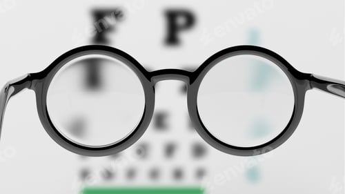 Preview: Pair of round-lens eyeglasses with eyesight test and blur